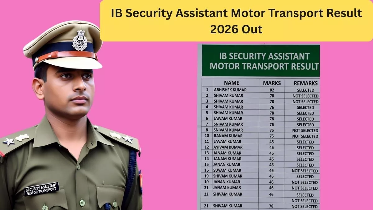 IB Security Assistant Motor Transport Result 2026 Out
